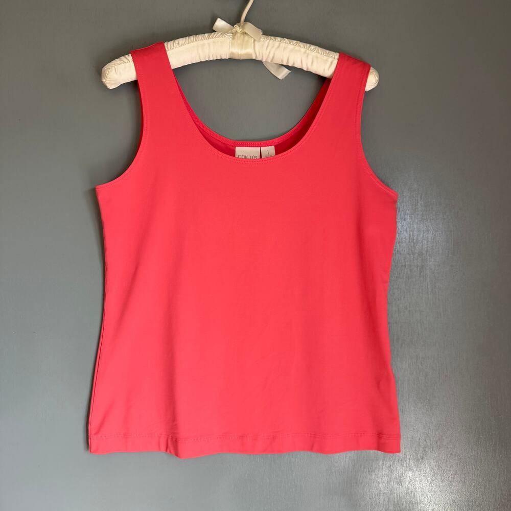 CHICO'S Women's Med (1) Pink Nylon Blend Tank Top Colorful Summer Outdoors NWOT